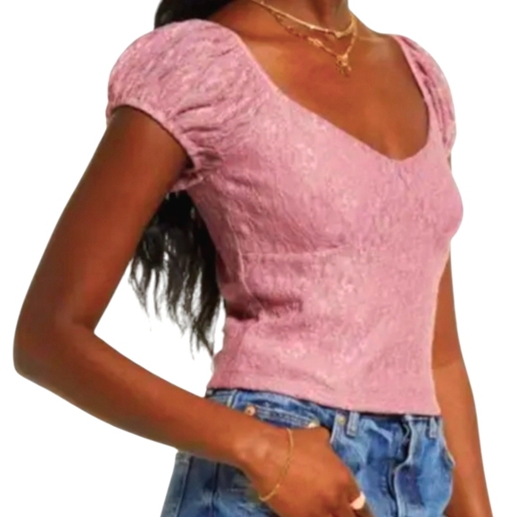 Nordstrom x BP Puff Sleeve Lace Top in Pink Nostalgia - Picture 3 of 10